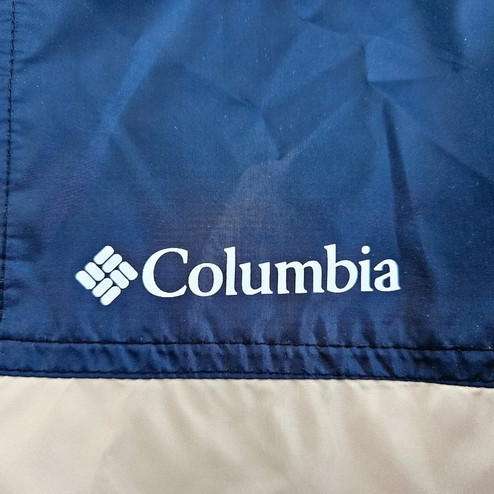 Columbia Flash Challenger Windbreaker Hooded Jacket Mens XL Tan/Blue UPF 40 New